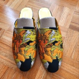 Dries Van Noten Lamé Brocade Slippers. Size 41EU (or 11 Women's)